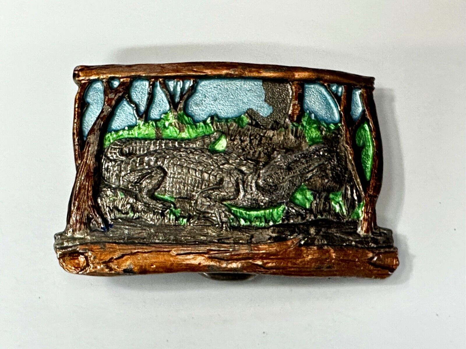 Alligator Crocodile Reptile Wildlife VTG 1988 Belt Buckle The Great American Co.