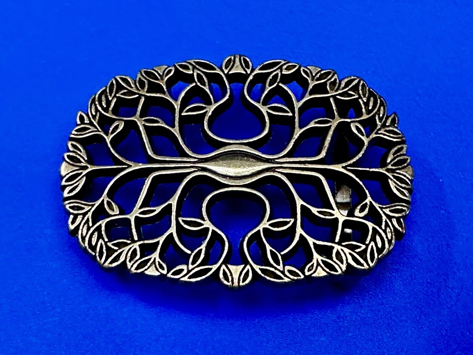 Tree of Life Pattern Openwork Hippy Boho Brass Tone Ornate Belt Buckle