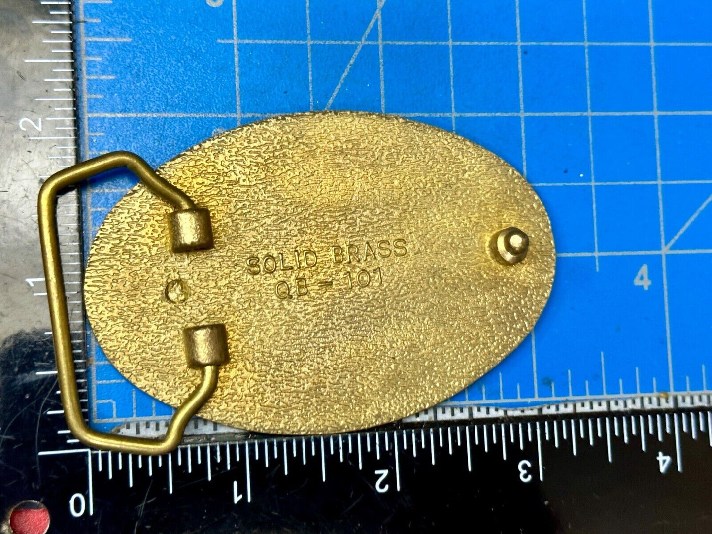 Alaska A.C.E. Jumping Fish - Vintage Solid Brass oval Belt Buckle  QB-101