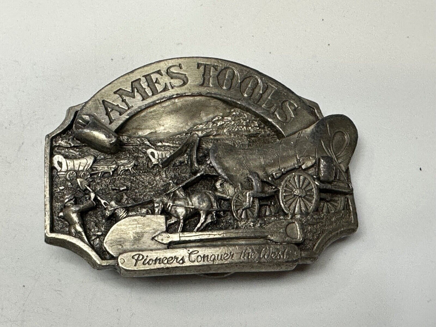 Ames Tools  Pioneers Conquer the West Belt Buckle, 1986 Siskiyou Belt Buckle