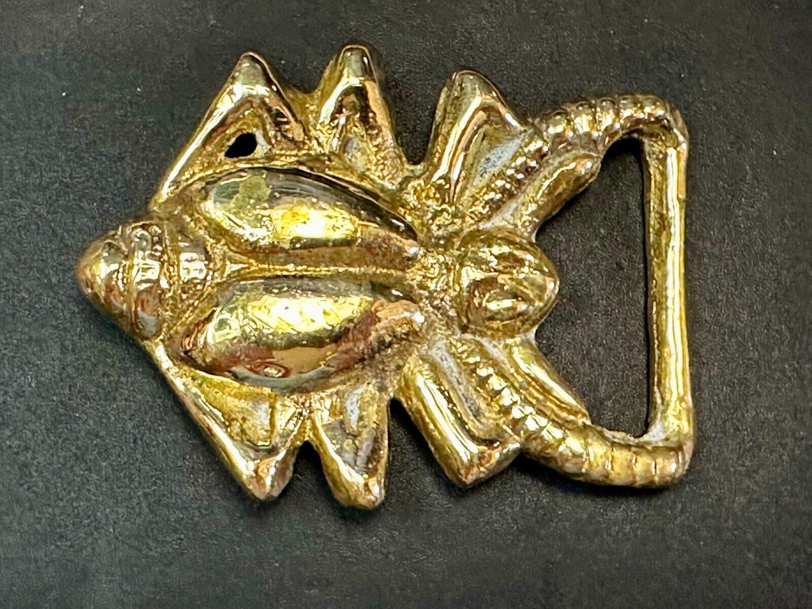 Unique Cricket Bug Insects Gold Tone Vintage Figural Hippy Vibe Belt Buckle