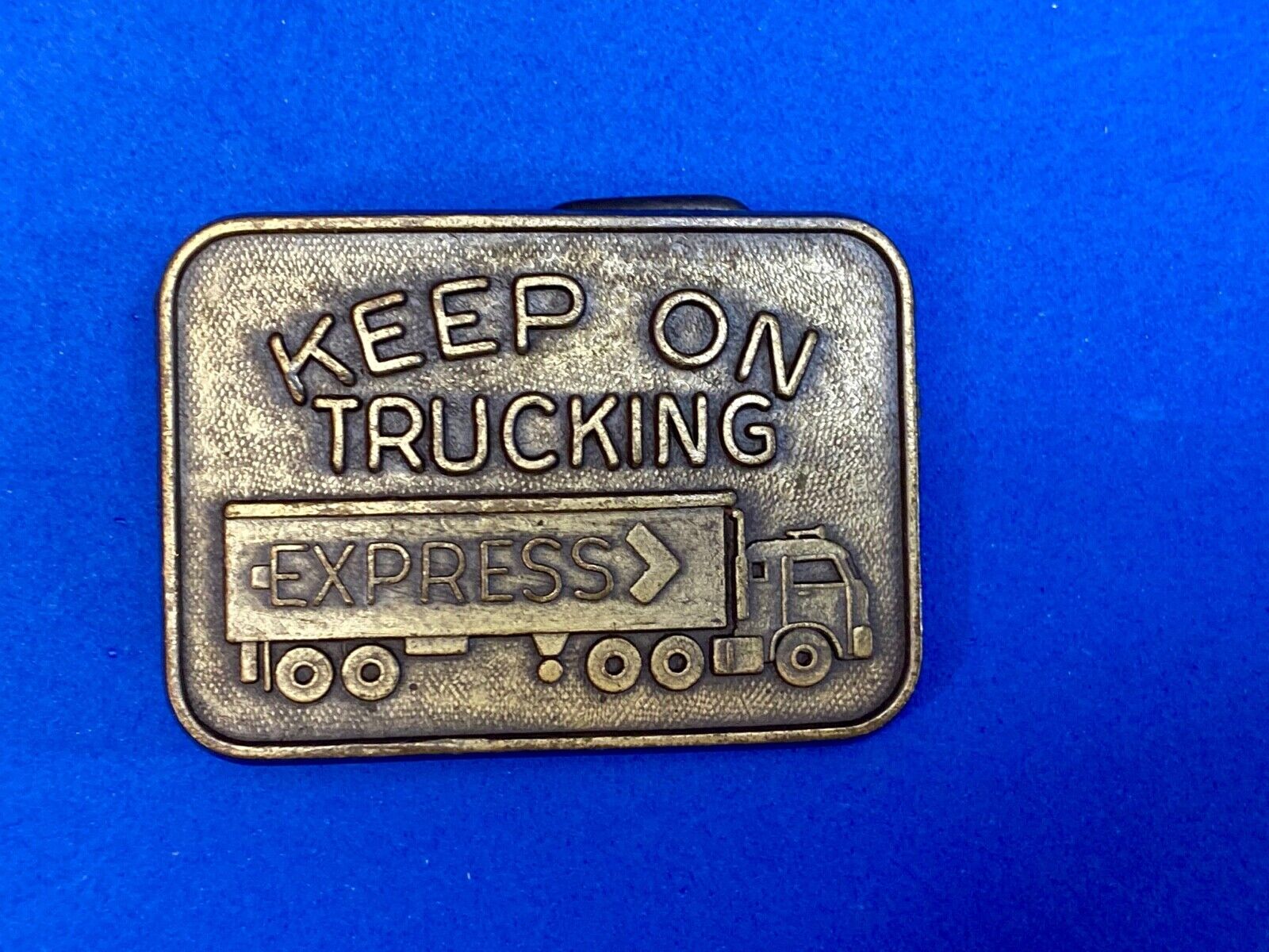 Vintage Keep On Truckin Express Driver Semi-Truck Big Rig Belt Buckle 