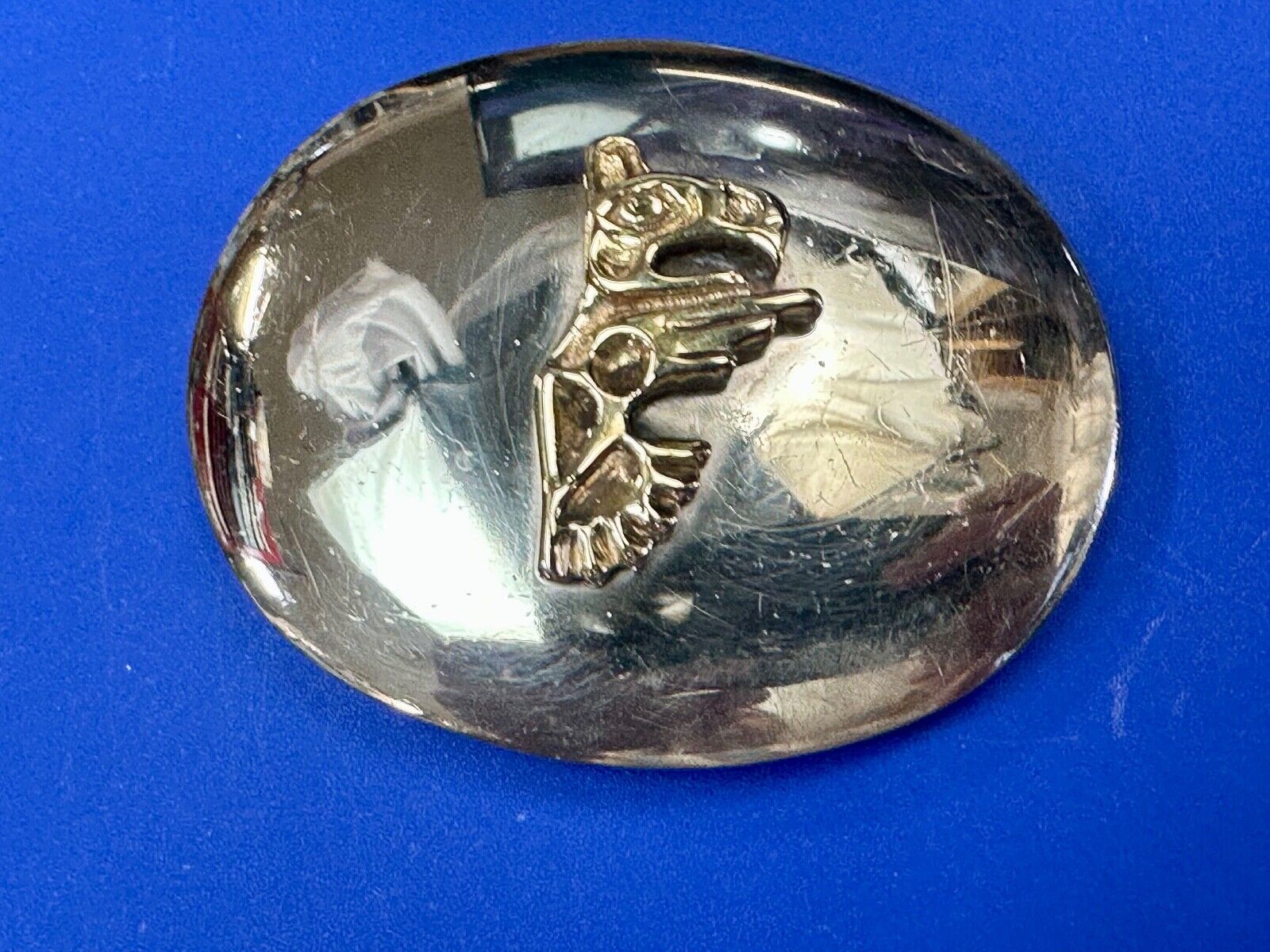 Tlingit Eagle One of a Kind German Silver & Nuragold 10K Gold Navajo belt buckle