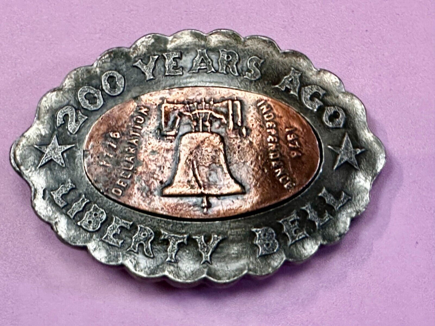 Usa Liberty Bell 200 Year Celebration Two Tone Patriotic Bergamot Belt Buckle