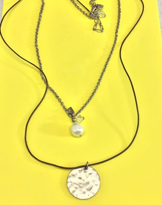 Aeo Double Strand Faux Pearl - Silver Tone Pendant Necklace American Eagle 