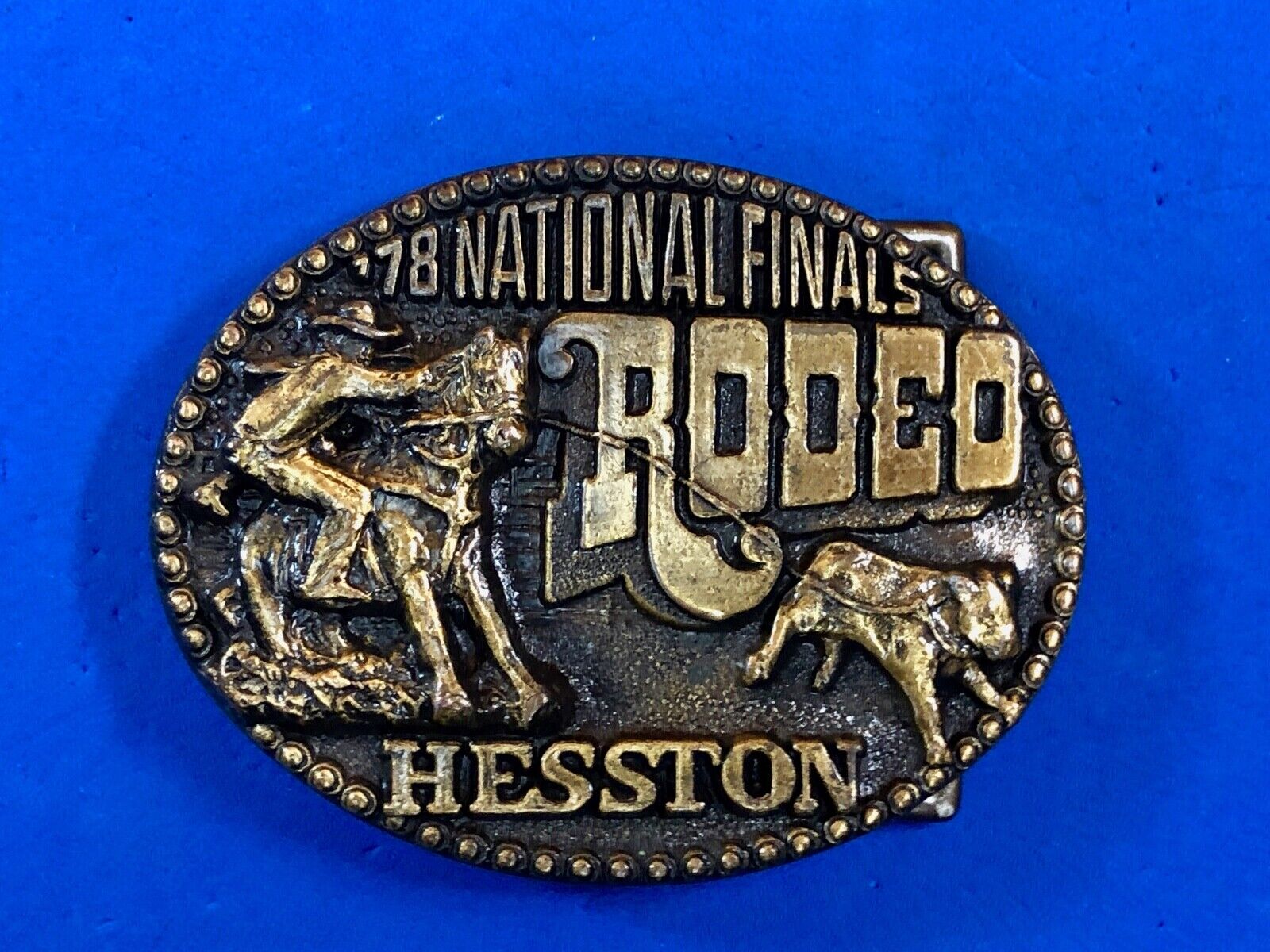 1978 NFR Rodeo Hesston Fourth edition belt buckle - 5th network telecast from Ok