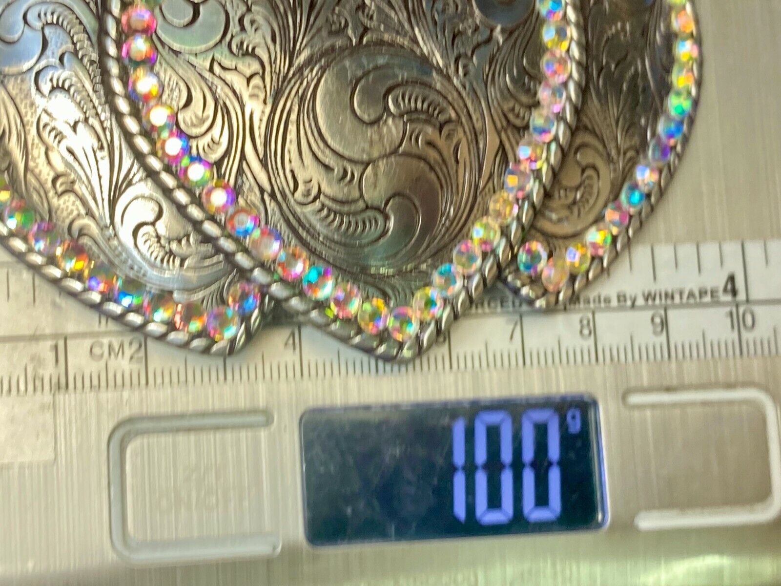 Three Hearts - Ornate Shaped Cowboy Cowgirl Rhinestone Accented Belt Buckle