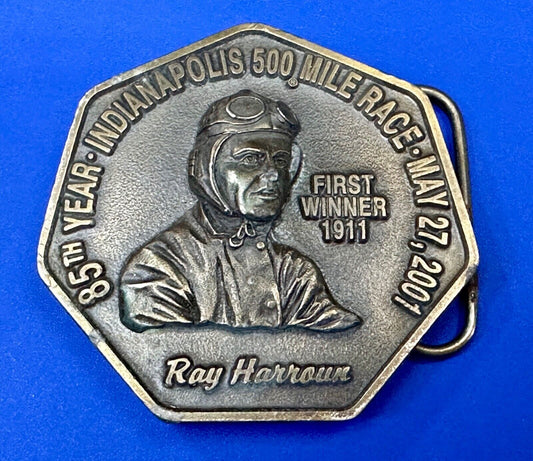 85th Indianapolis 500 Race Day First winner Ray Harrow commemorative belt buckle