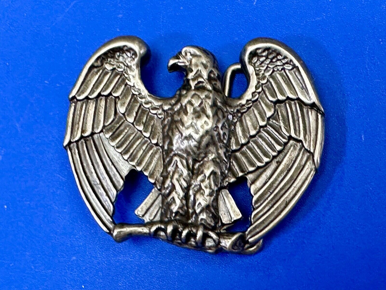 1970s CUT-OUT **BALD EAGLE ON BRANCH** PEWTERTONE PATRIOTIC BELT BUCKLE