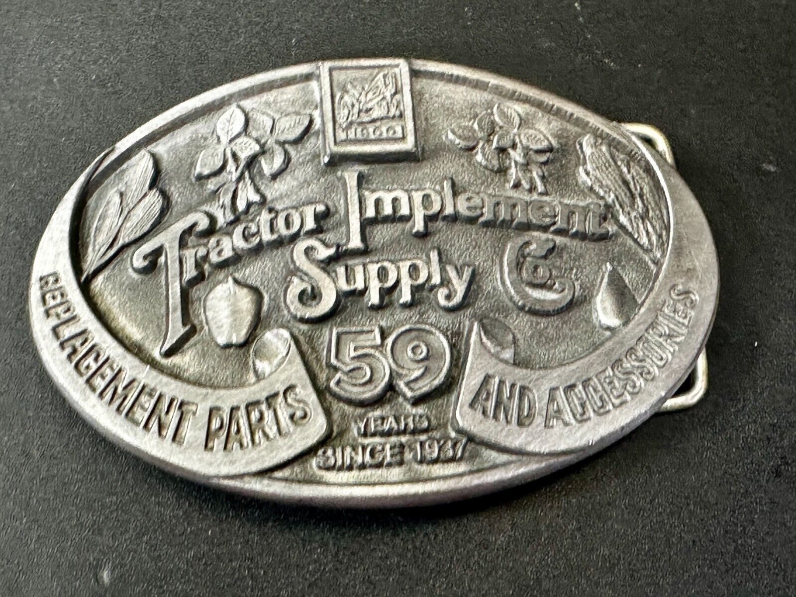 Tractor Implement Supply Replacement Parts Commemorative Silver Tone Belt Buckle