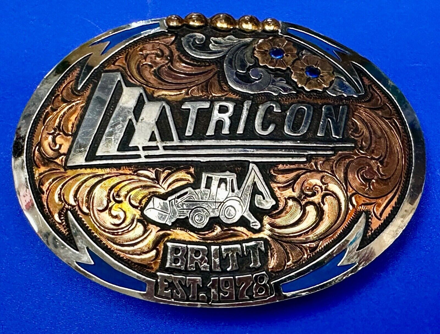 Tricon Bruitt Construction Equipment Trophy Award Belt Buckle by Red Bluff - war