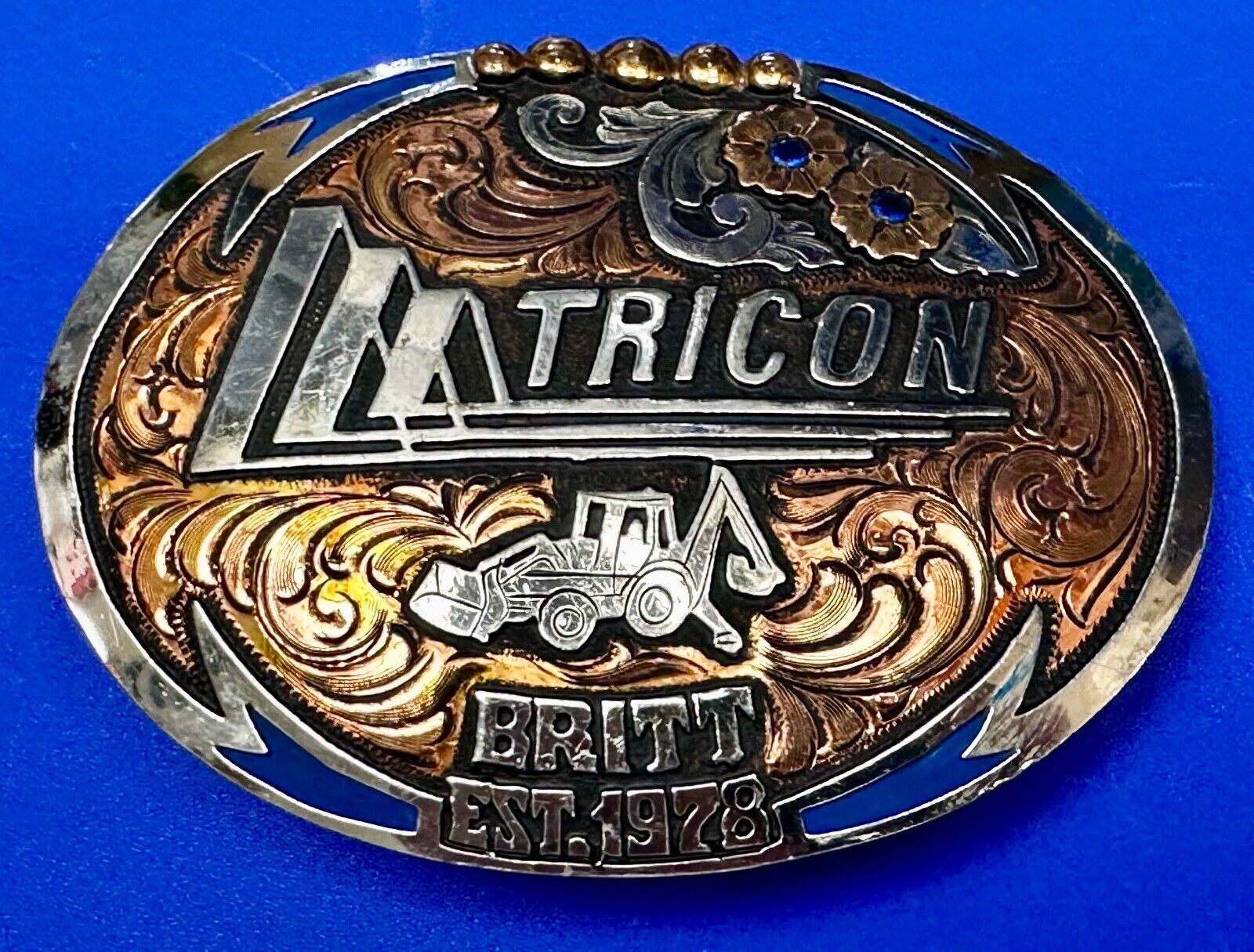 Tricon Bruitt Construction Equipment Trophy Award Belt Buckle by Red Bluff - war