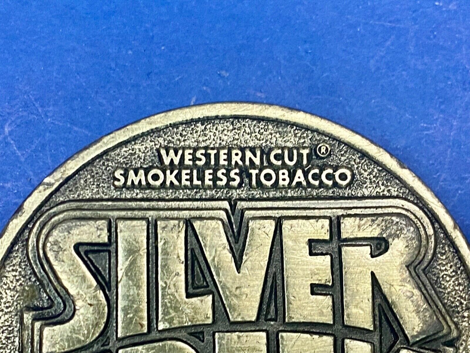 Vintage 1982 Western Cut Smokeless Tobacco Silver Creek Siskiyou Belt Buckle