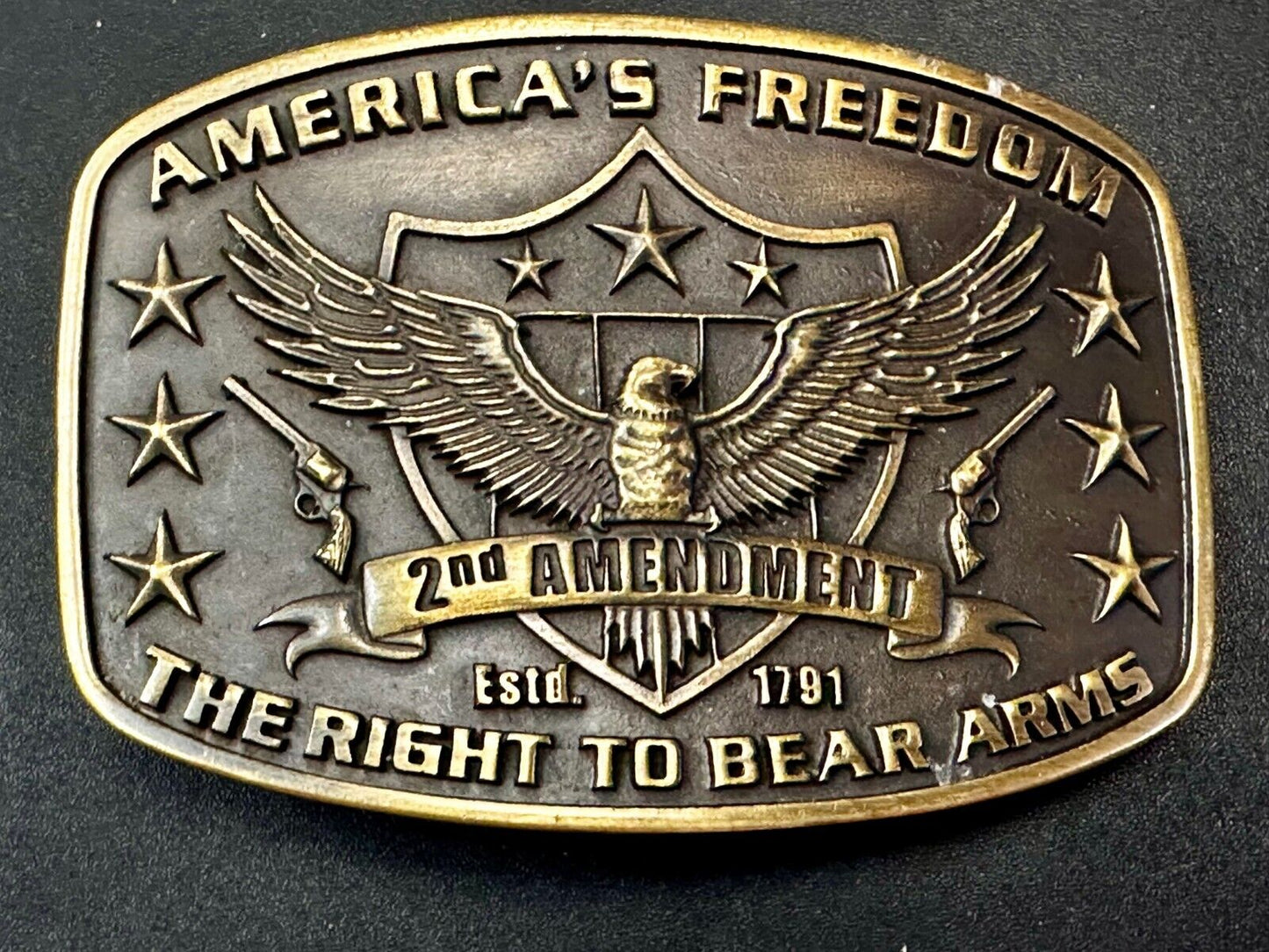 American's Freedom The Right To Bear Arms 2nd Montana Silversmiths Belt Buckle