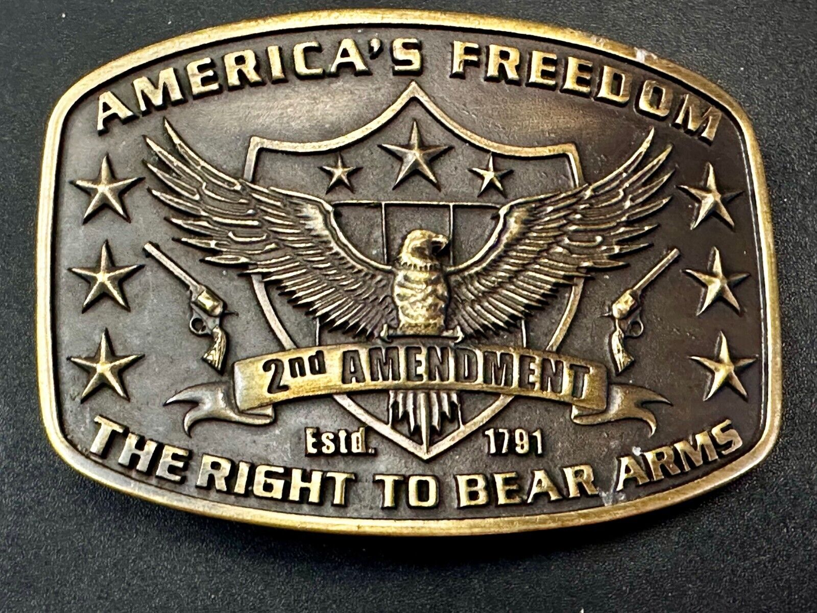 American's Freedom The Right To Bear Arms 2nd Montana Silversmiths Belt Buckle