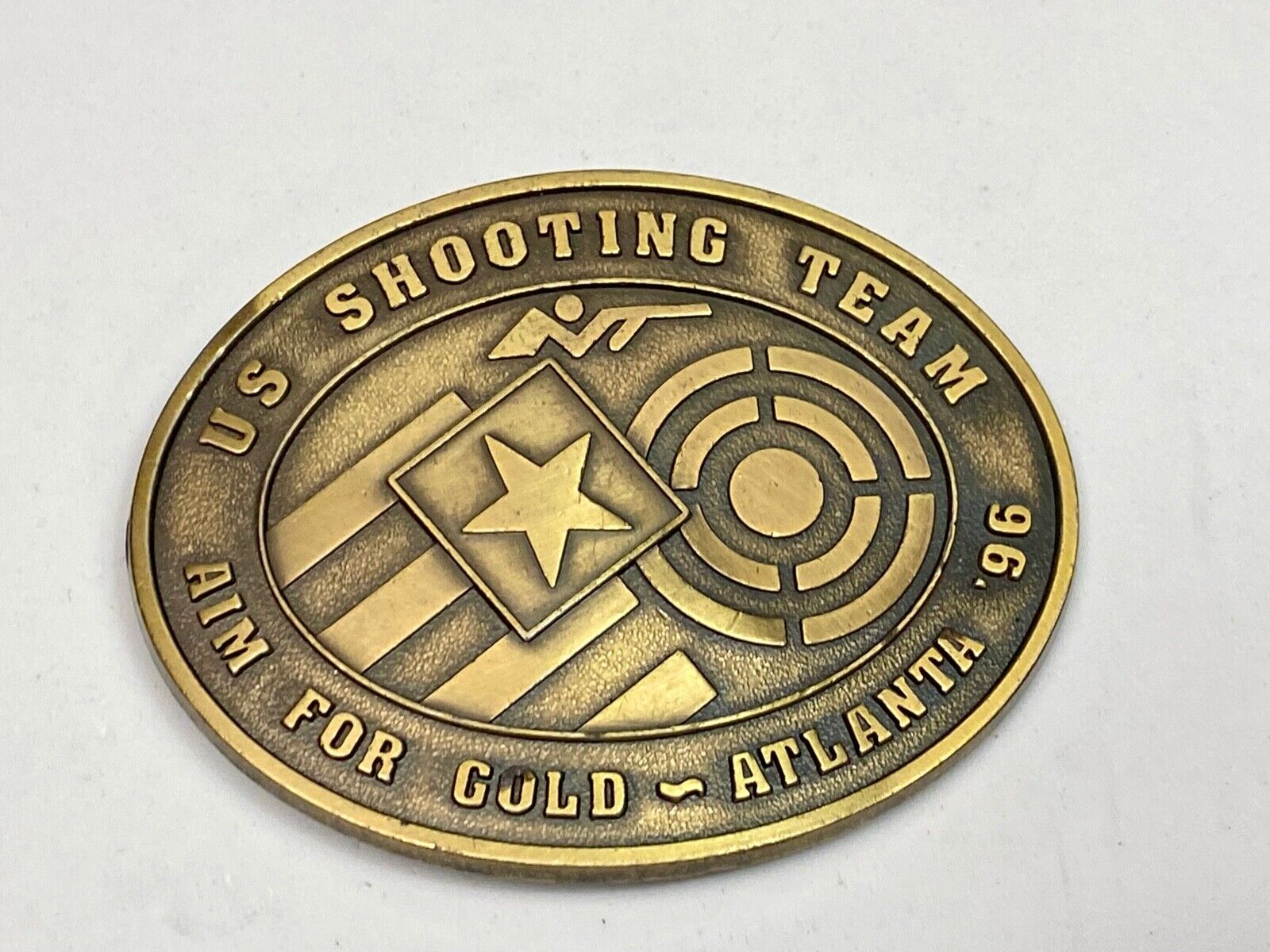 Usa 1996 Olympic Shooting Team - For Aim For Gold In Atlanta Belt Buckle 