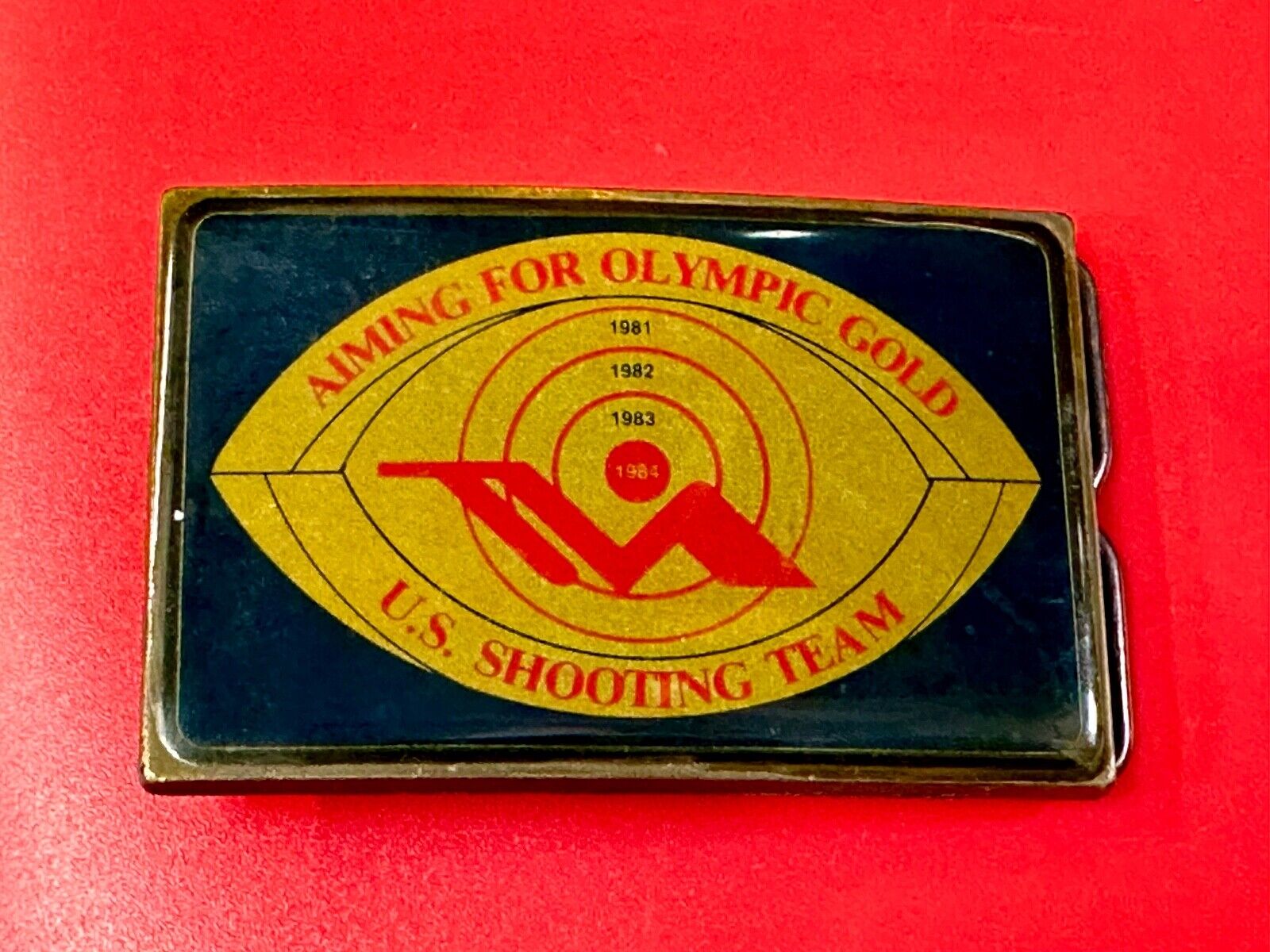 Aiming for Olympic Gold US shooting team 1984 belt buckle