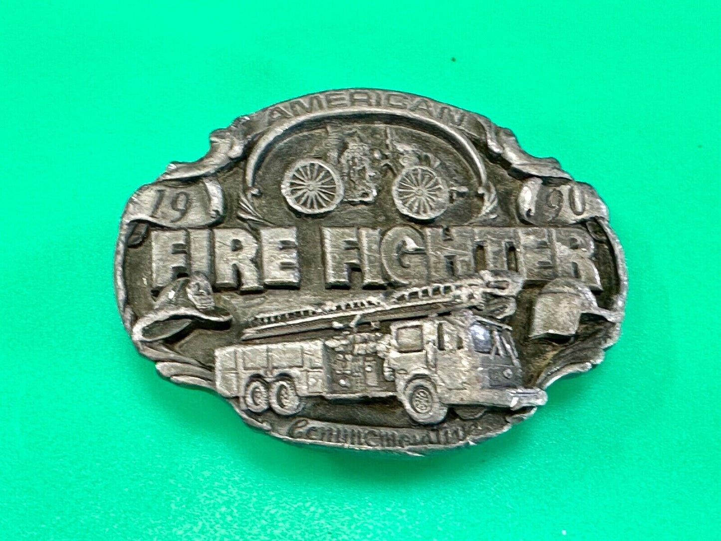 American Fire Fighter Commemorative Hook & Latter Arroyo Grande belt buckle