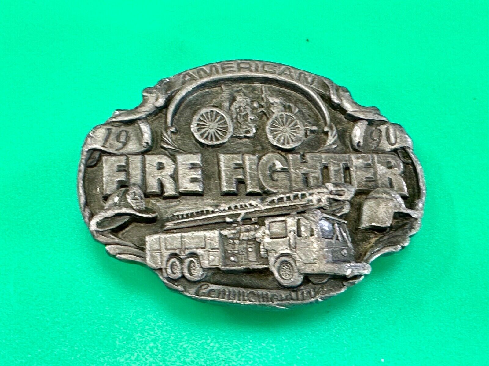 American Fire Fighter Commemorative Hook & Latter Arroyo Grande belt buckle