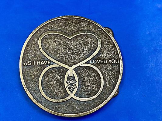 Vintage As I Have Loved You Heart Star Of David Belt Buckle