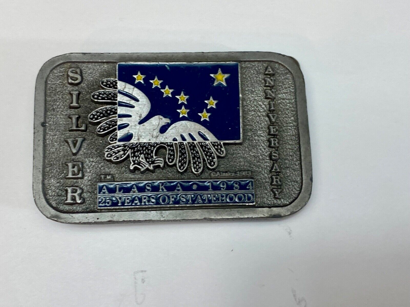 The great state of Alaska - Silver 25 year Anniversary belt buckle by Frontier