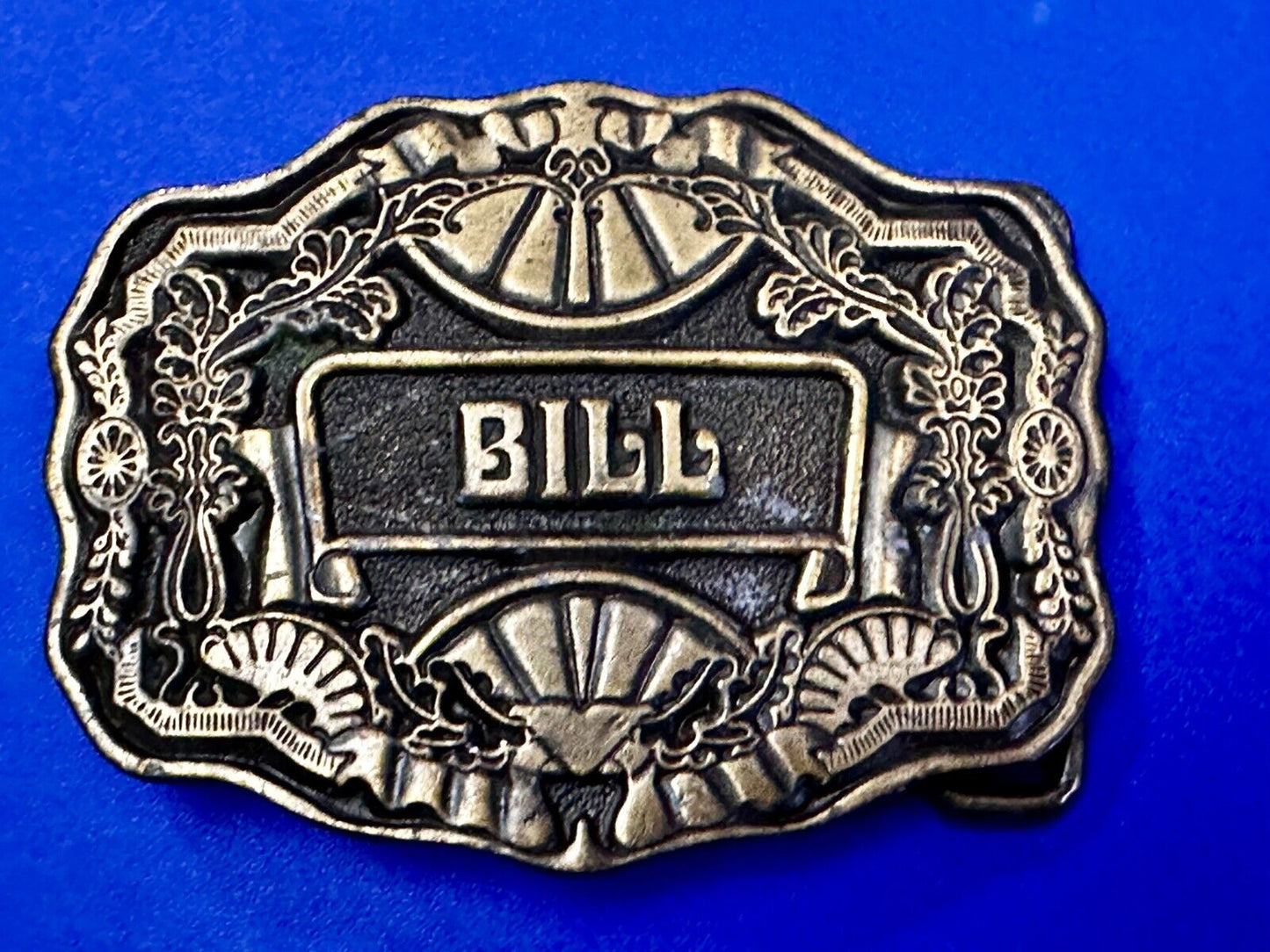 1970s BILL Name - Custom Brass Tone Metal Oden USA Personalized Belt Buckle