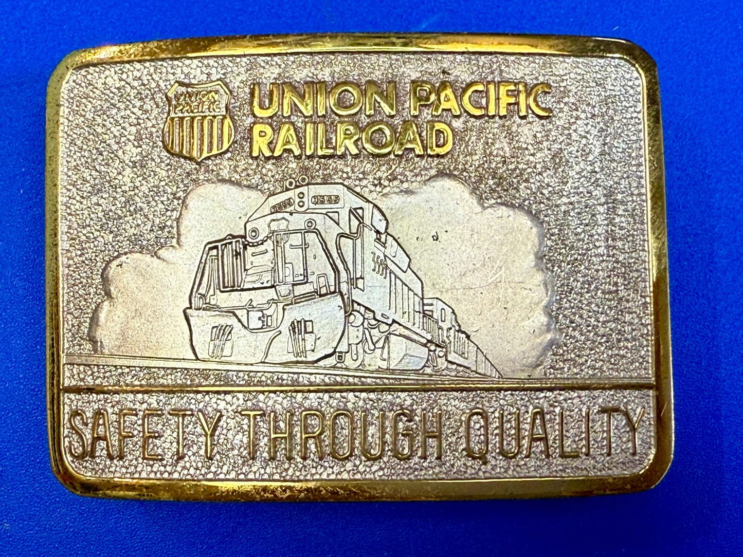 Union Pacific Railroad Safety Through Quality Award Belt Buckle by Stotts 