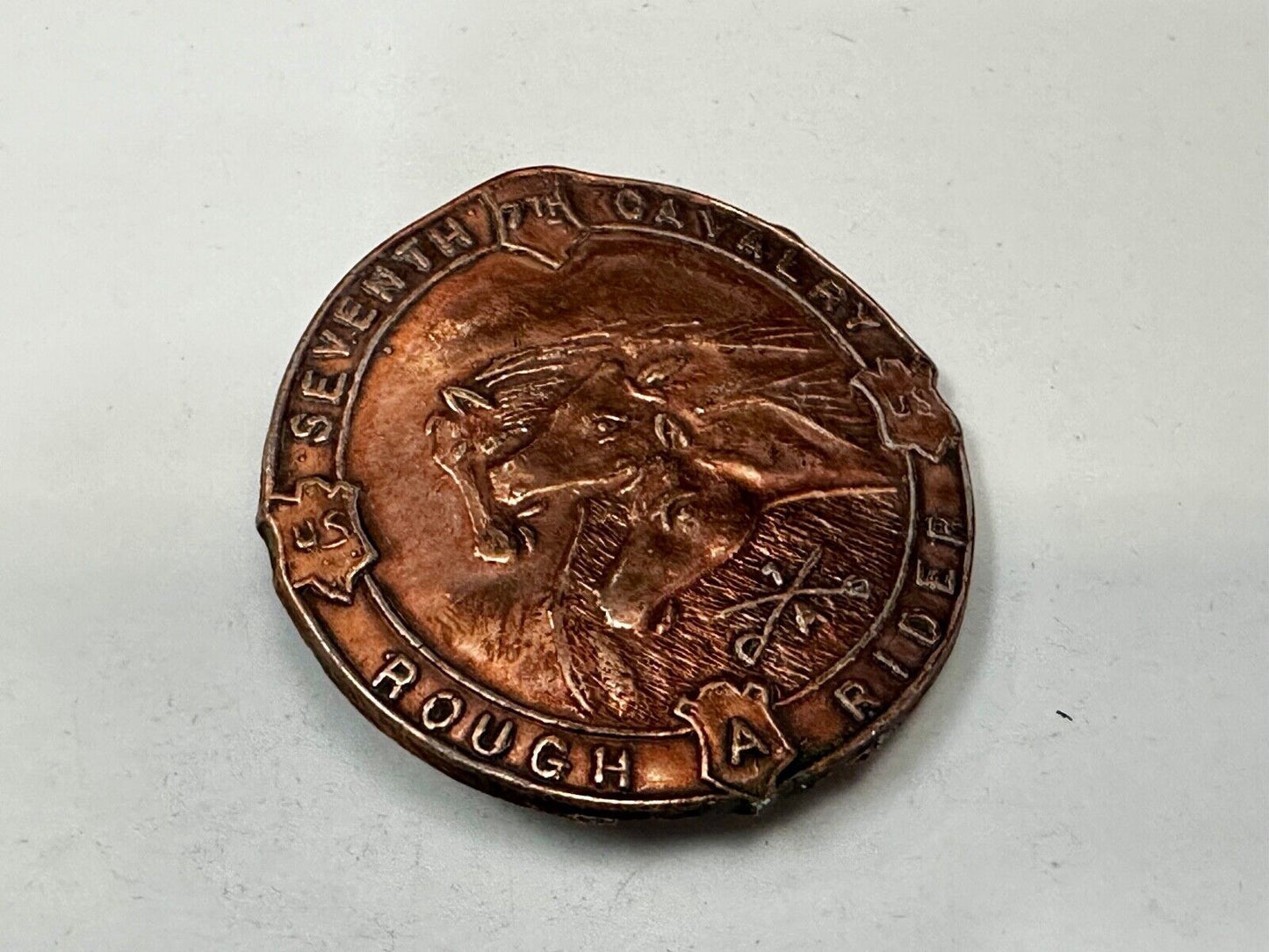 7th Seventh Cavalry Rough Rider Horse Head Vintage Belt Buckle