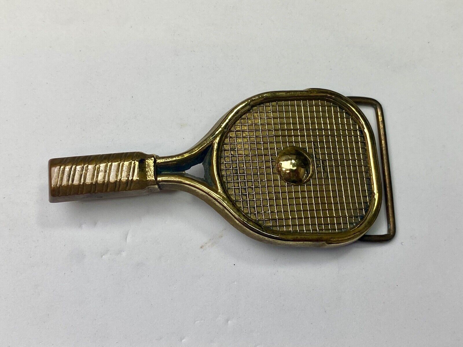 Tennis Racquet & Ball  Vtg. 1978 Solid Brass Sports Belt Buckle -Baron Buckles 