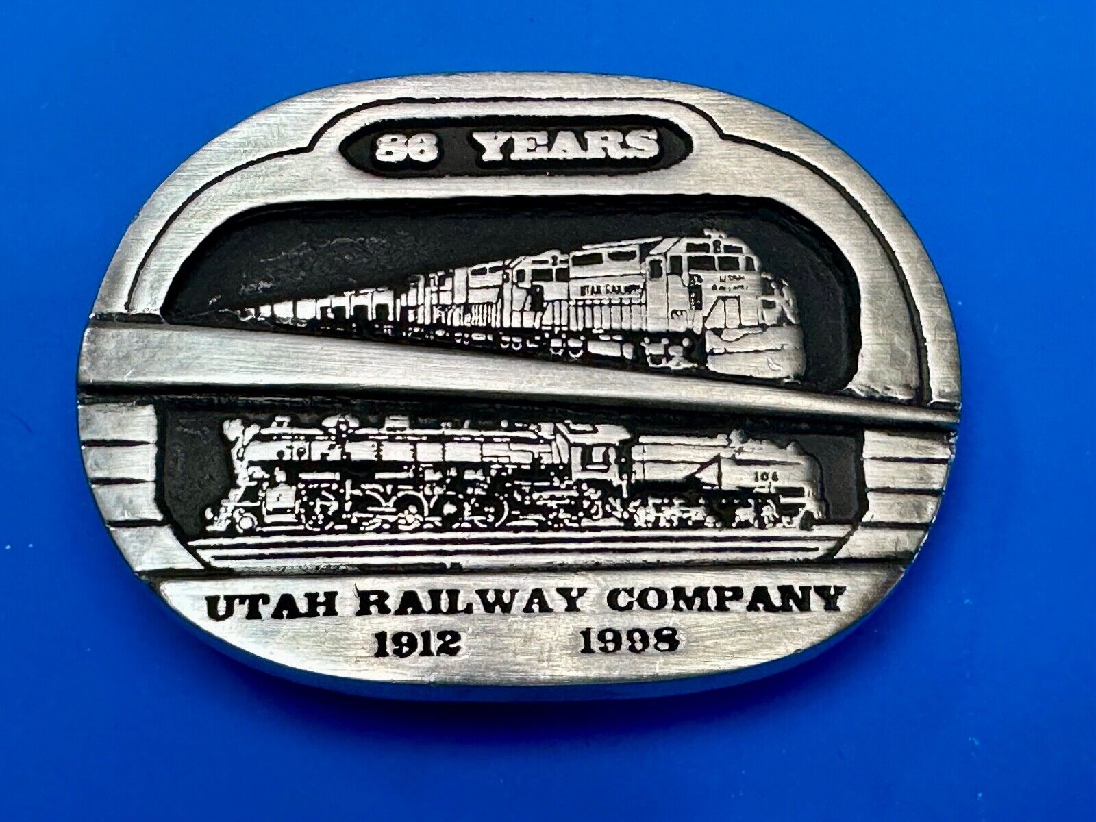 Utah Railway Co Vtg Train Railroad 86 Years - Gary Prazen Sculpture Belt Buckle
