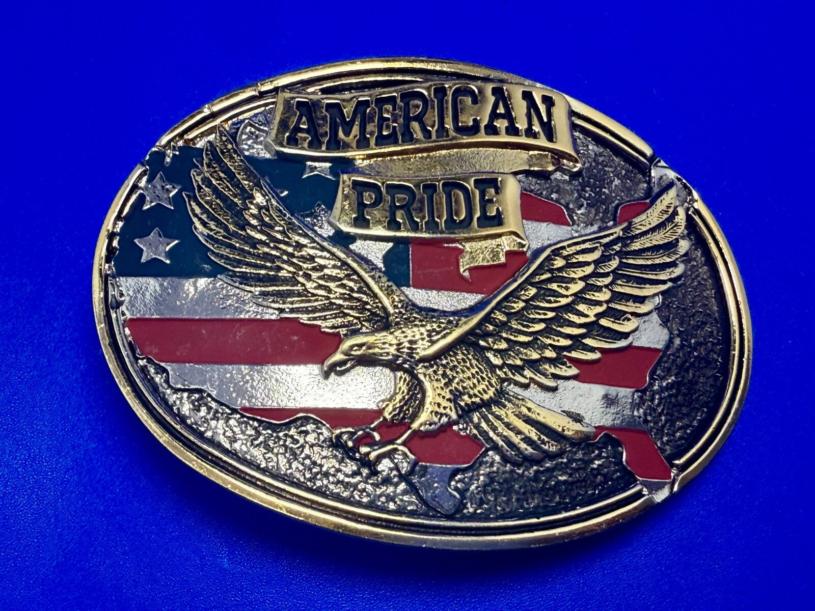 American Pride - Patriotic USA United States Flag and Eagle Western Belt Buckle