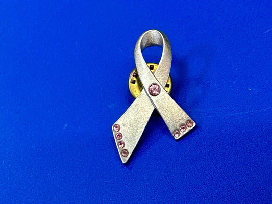 Avon signed cancer awareness vintage brooch pin with pink rhinestone