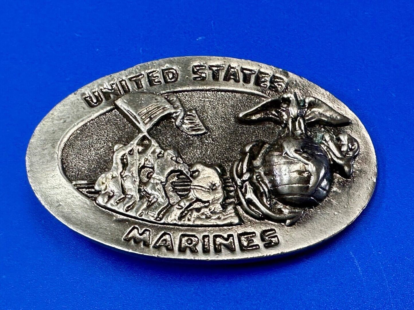 United States Marine's  Flag Memorial Eagle Anchor Emblem vintage belt buckle