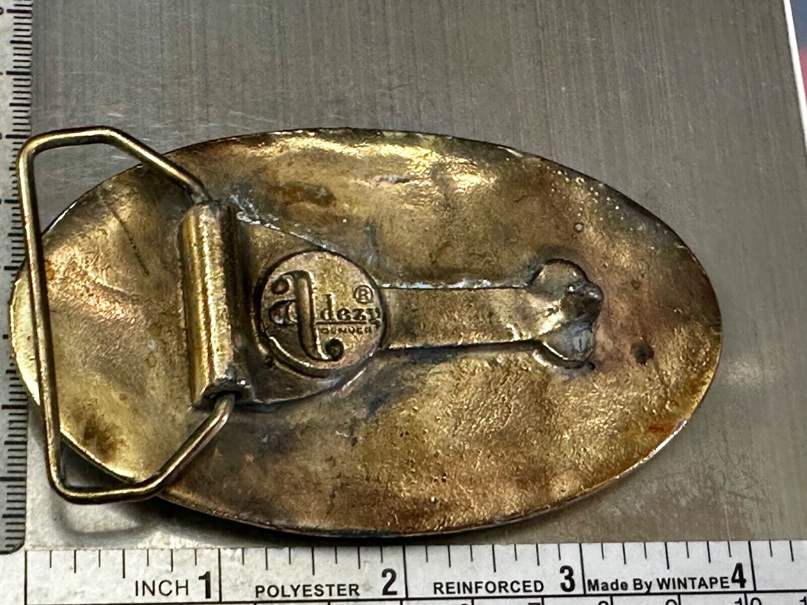 Two Ducks Frolicking In Pond Vintage 1970's Adezy Denver Belt Buckle