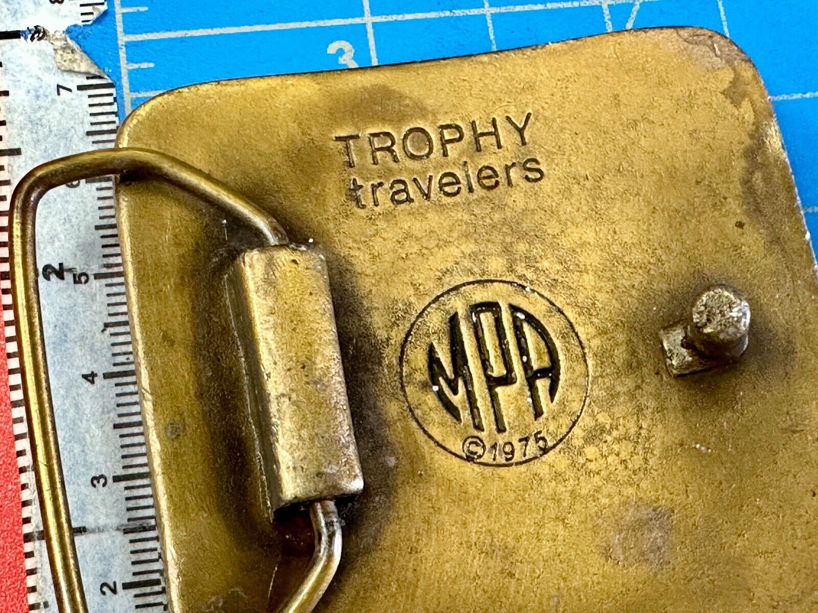 Trophy Travelers vintage Promo Company Advertising MPA 1975 belt buckle