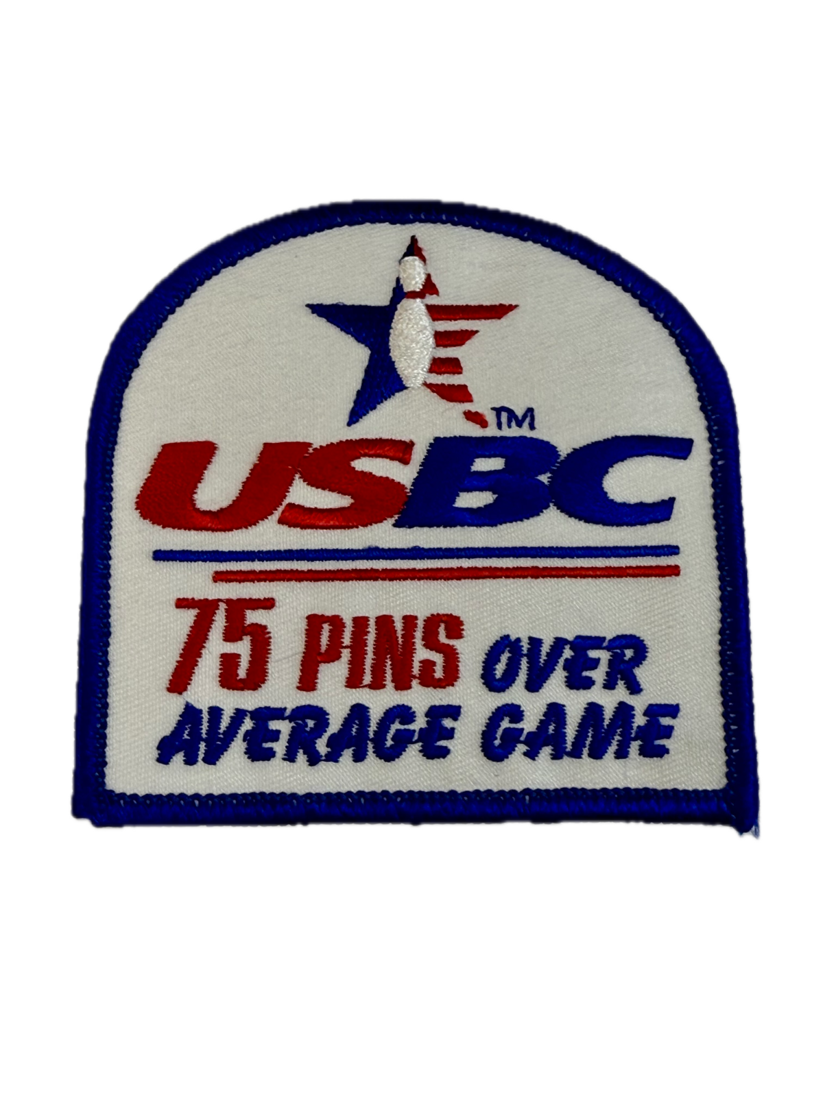 USBC 75 Pins Over Average Game ABC Bowling Vintage Sports Souvenir Patch
