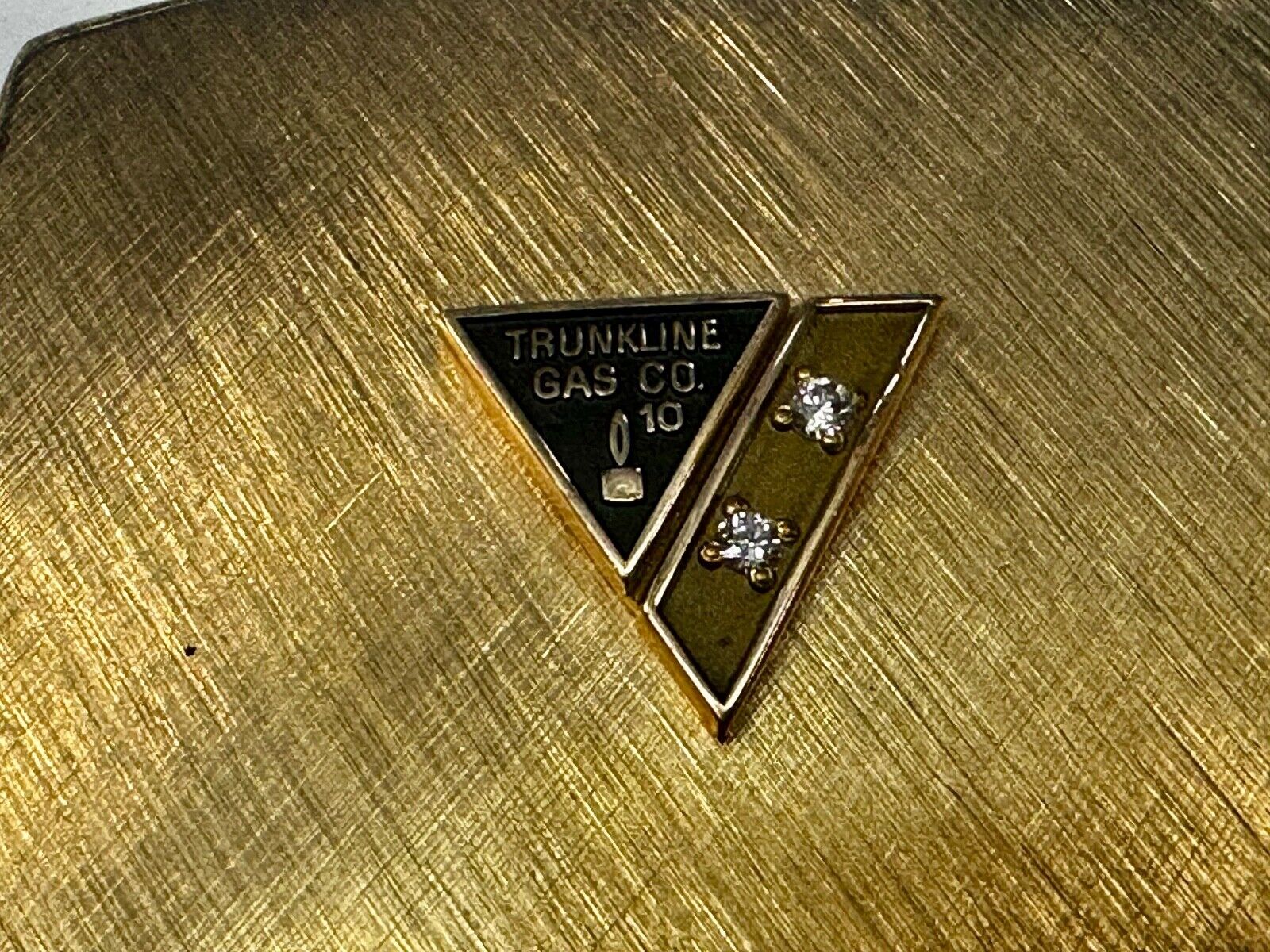 Trunkline Gas Company 10 Year Award Vtg. diamonds & gold centerpiece Belt Buckle