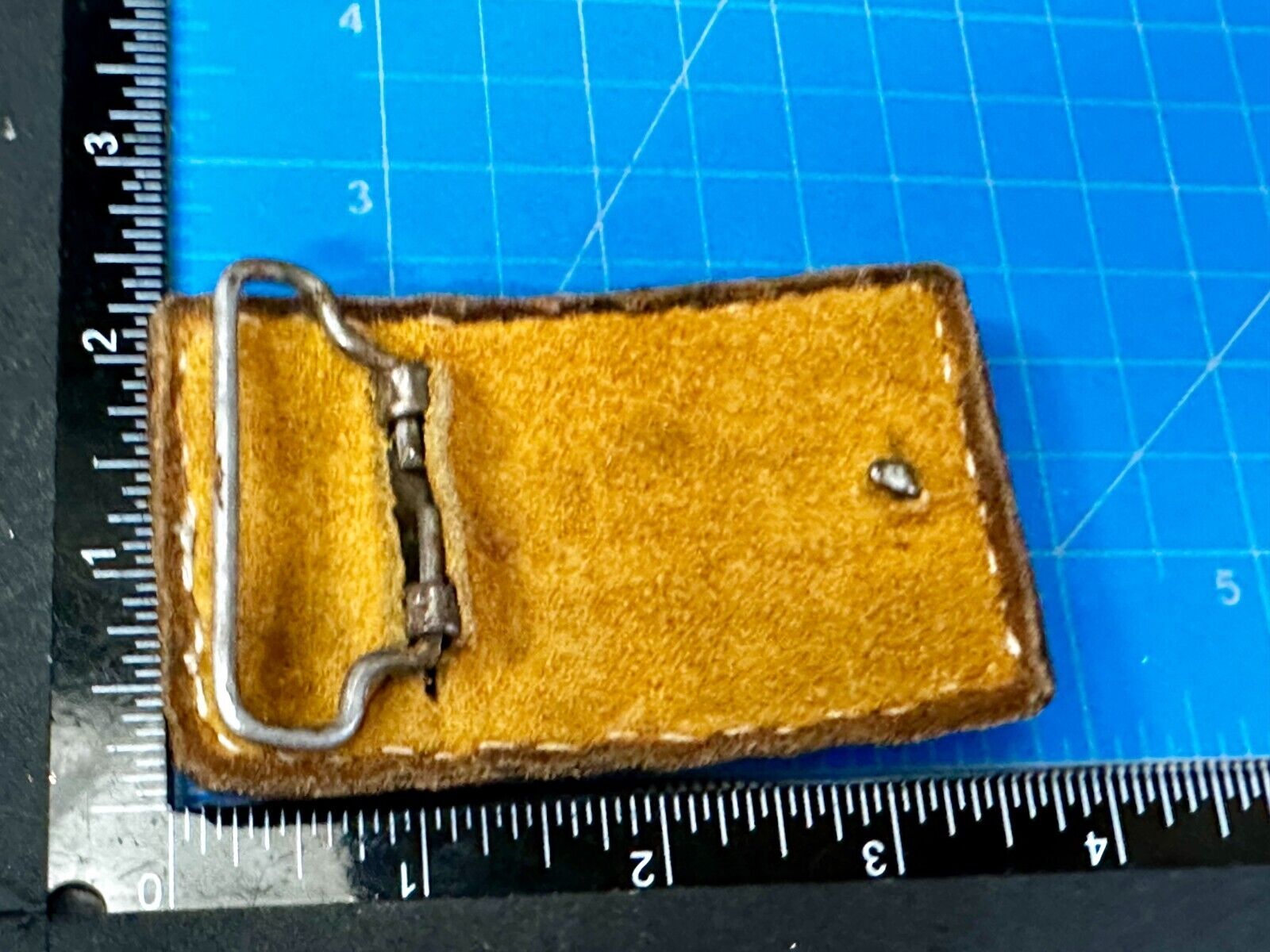 Two Horse Heads Vintage Stitched Brown Leather Rectangular Belt Buckle