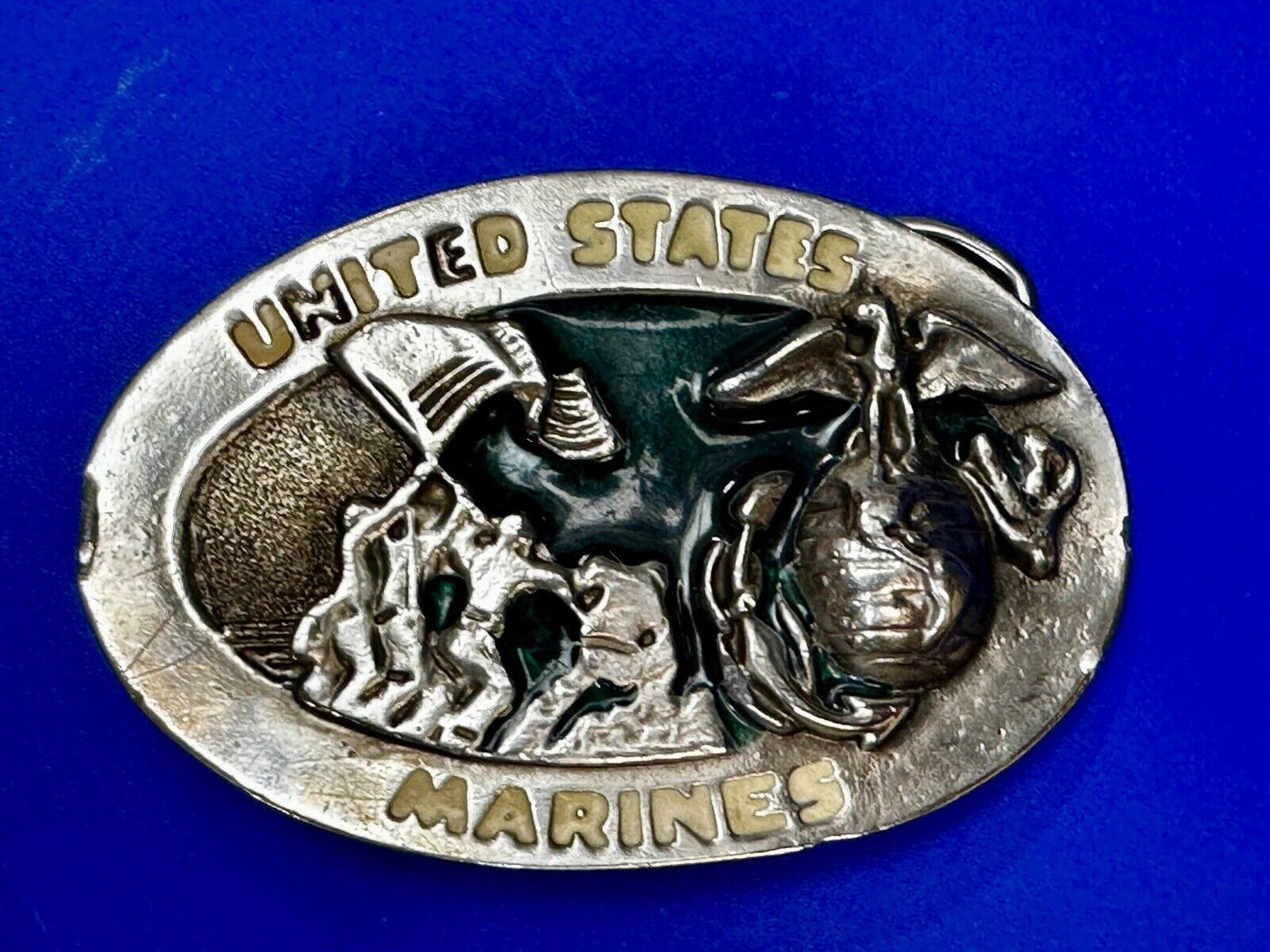 United States Marines Embalm Flag Raising Patriotic Belt Buckle