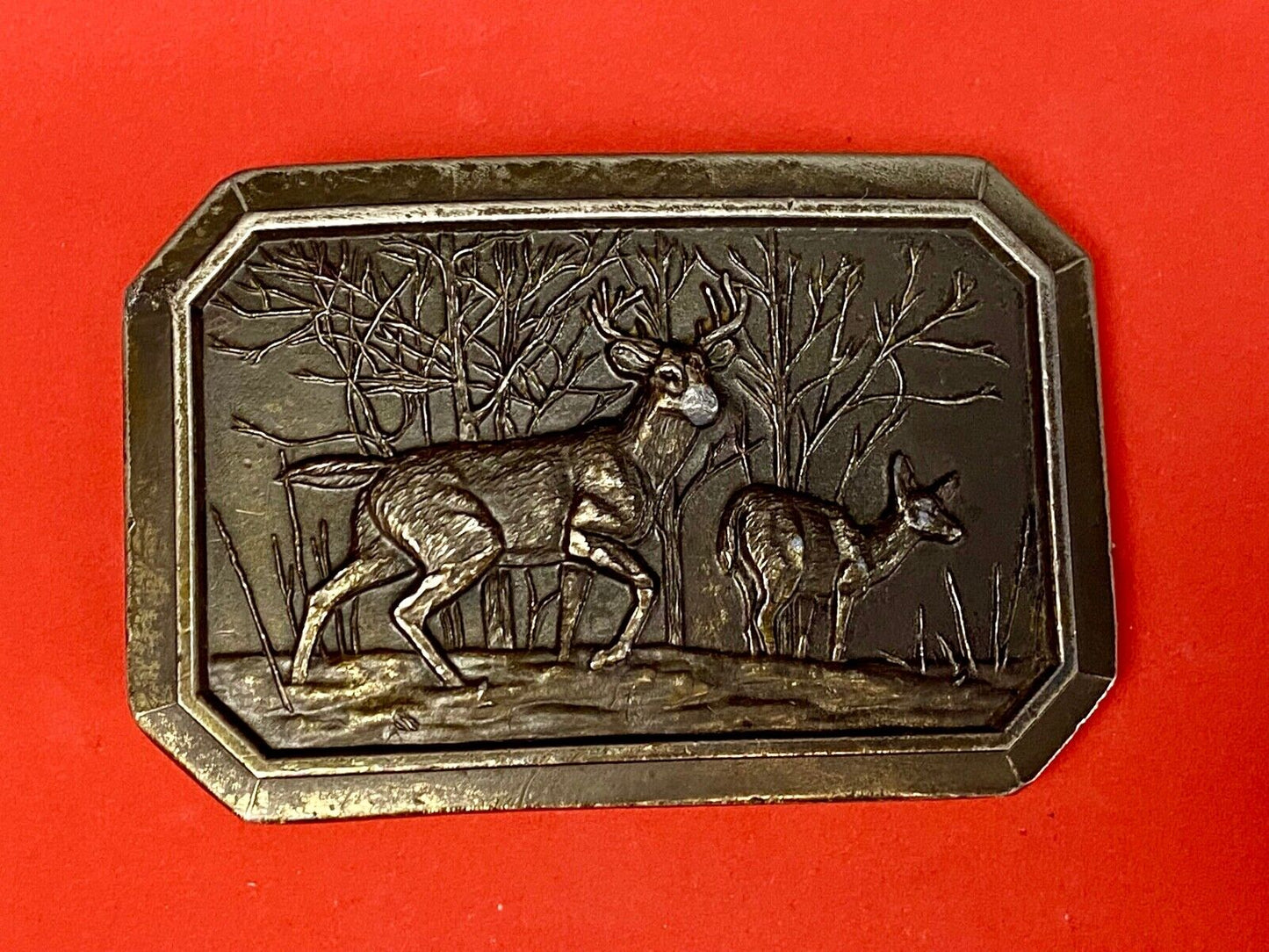 1976 The Deer In Nature  - Great American Belt Buckle Co 