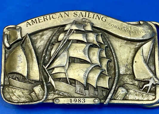 Vintage 1983 American Sailing Boating Commemorative Belt Buckle By Arroyo Grande