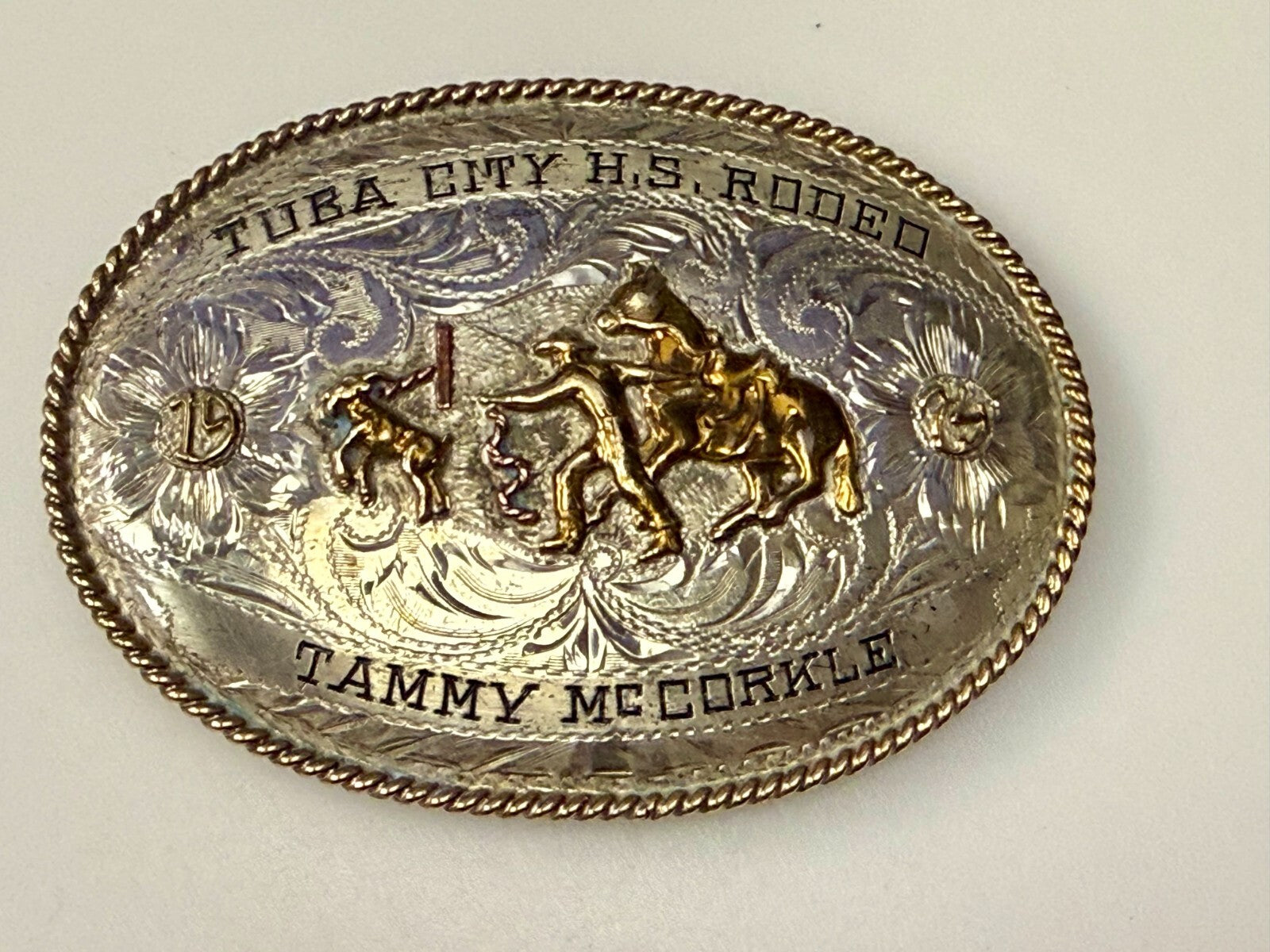 Tuba City High School Rodeo B-K Silversmiths Award Trophy Belt Buckle