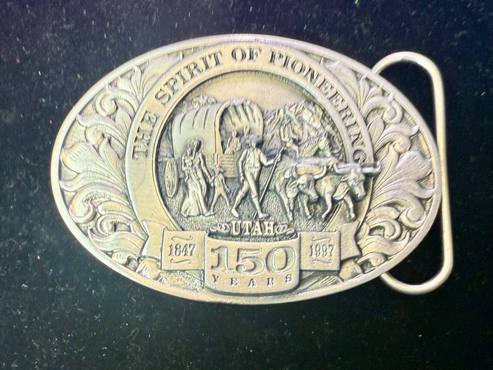 Utah State The Spirit of Pioneering 150 years Vintage Ring Masters Belt Buckle
