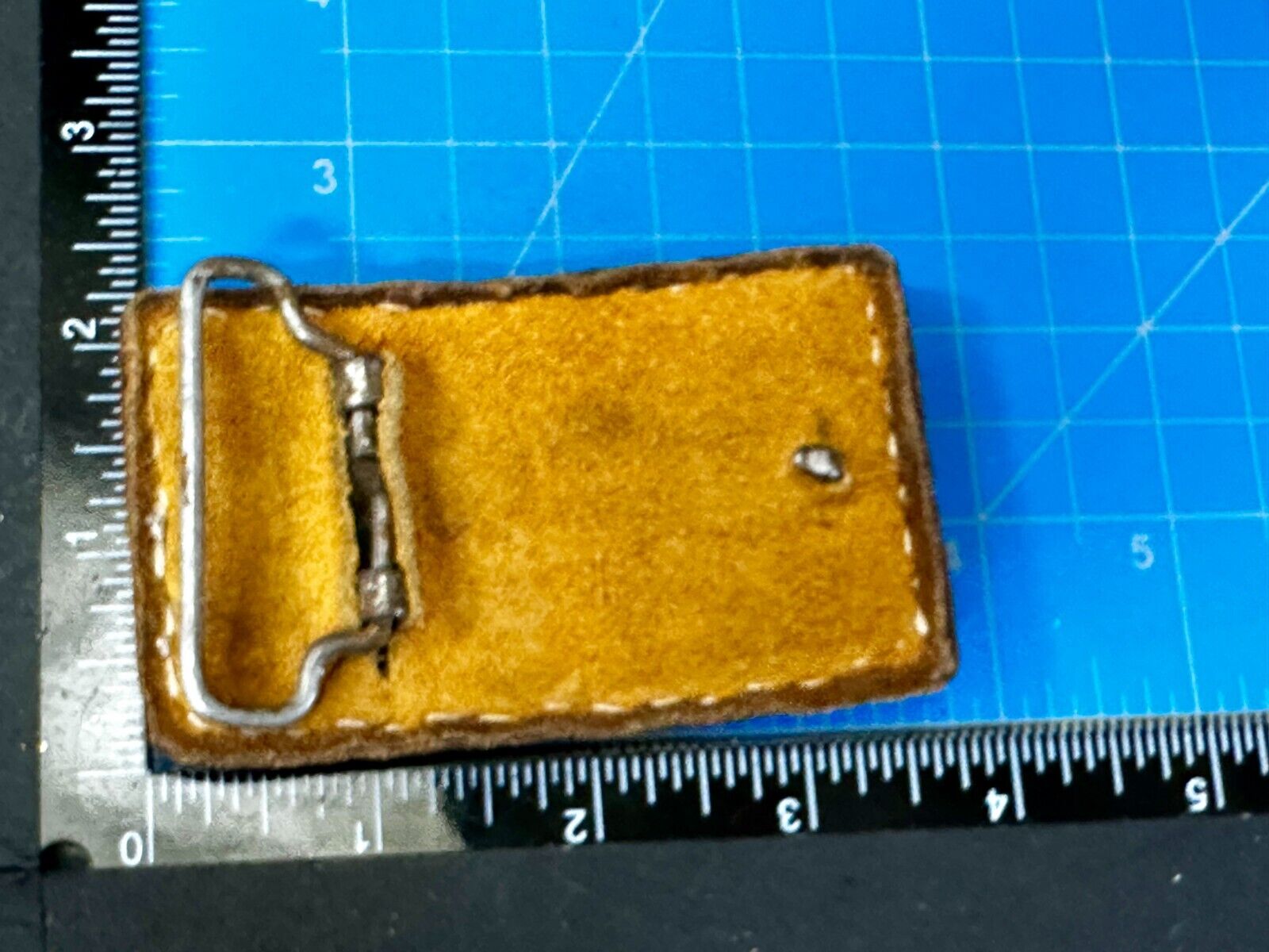 Two Horse Heads Vintage Stitched Brown Leather Rectangular Belt Buckle