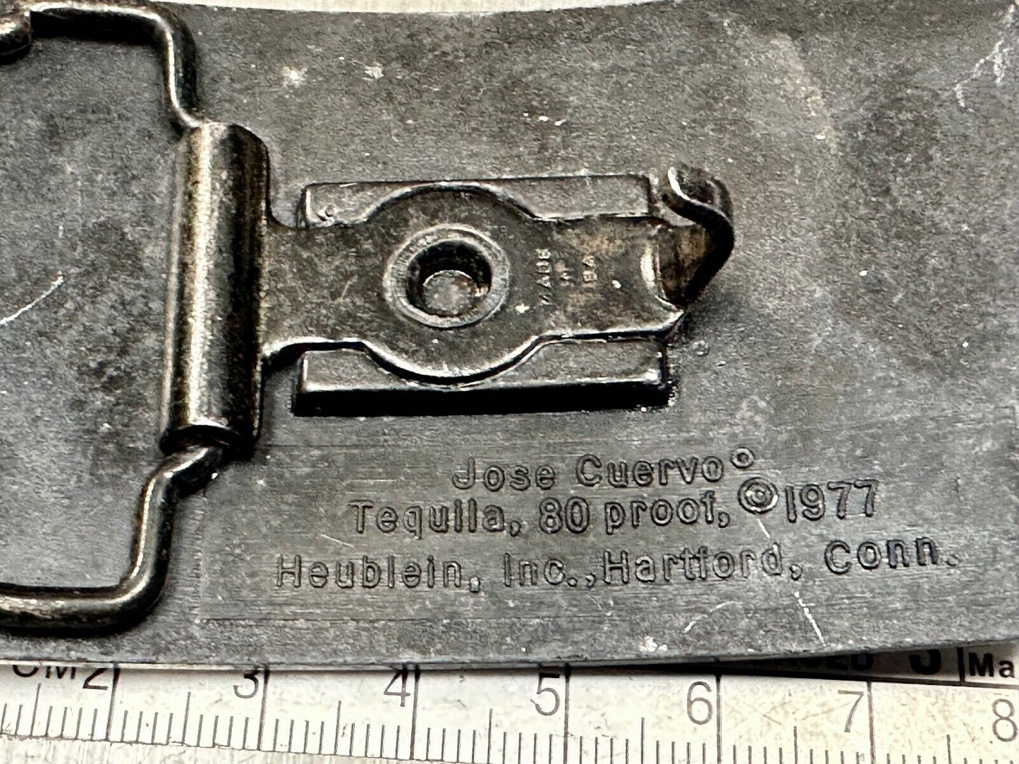 80 Proof!  JOSE CUERVO TEQUILA VINTAGE 1977 BELT BUCKLE HARTFORD CT ORIGINAL