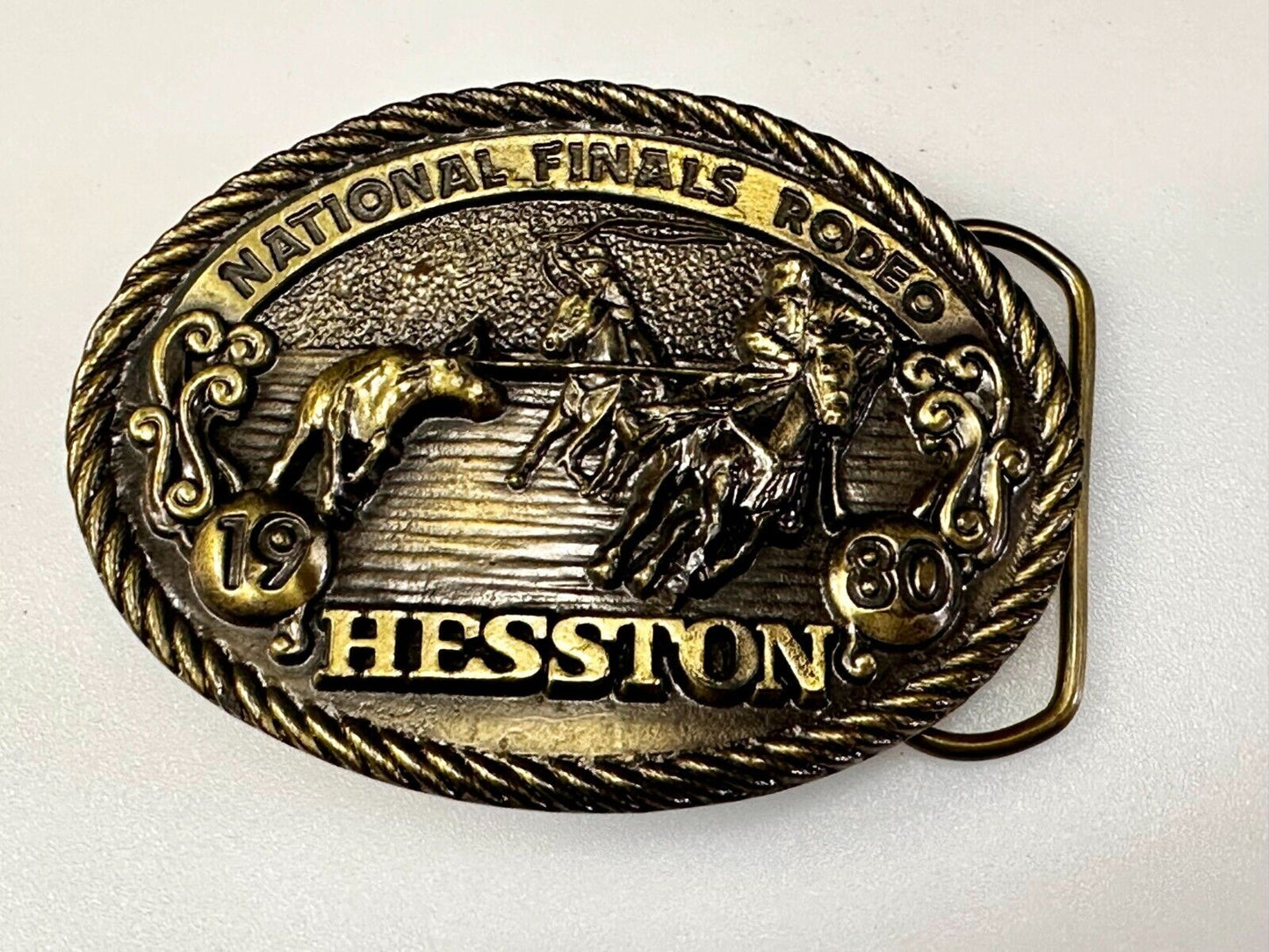 1980 Hesston NFR National Finals Rodeo Cowboys Western Belt Buckle