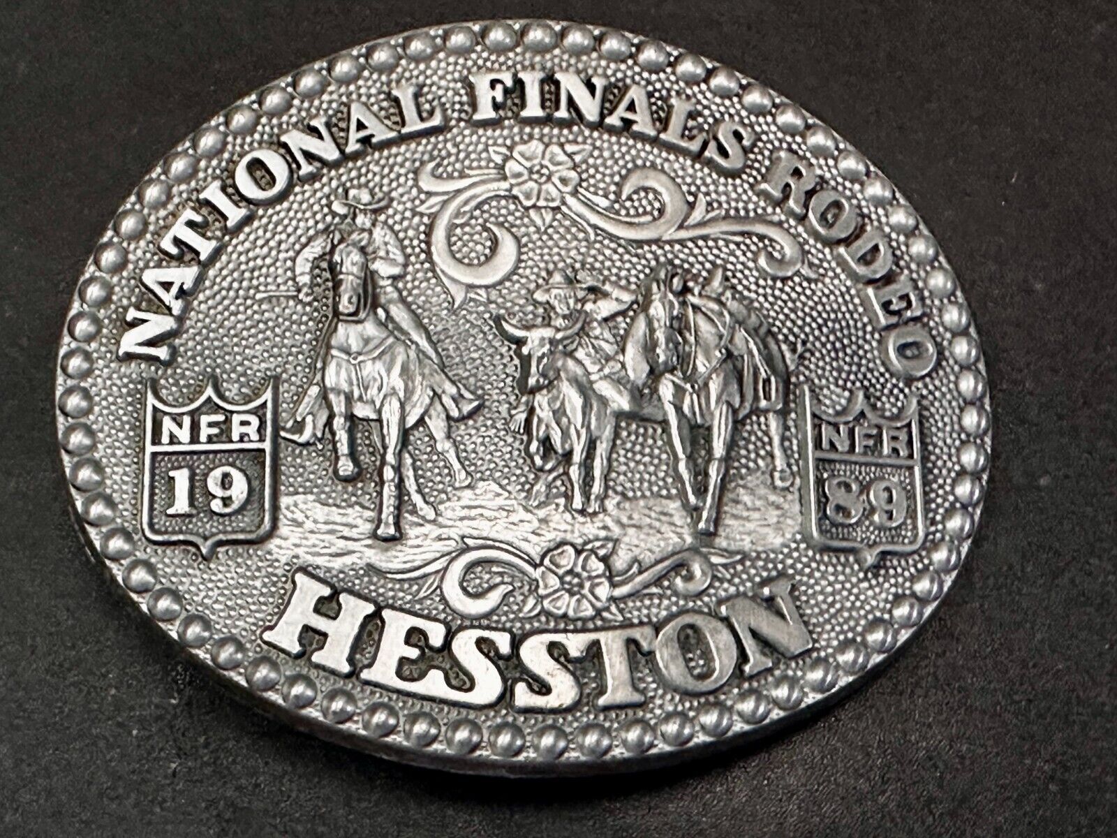 1989 ADM Hesston NFR National Finals Rodeo Cowboys Western Belt Buckle