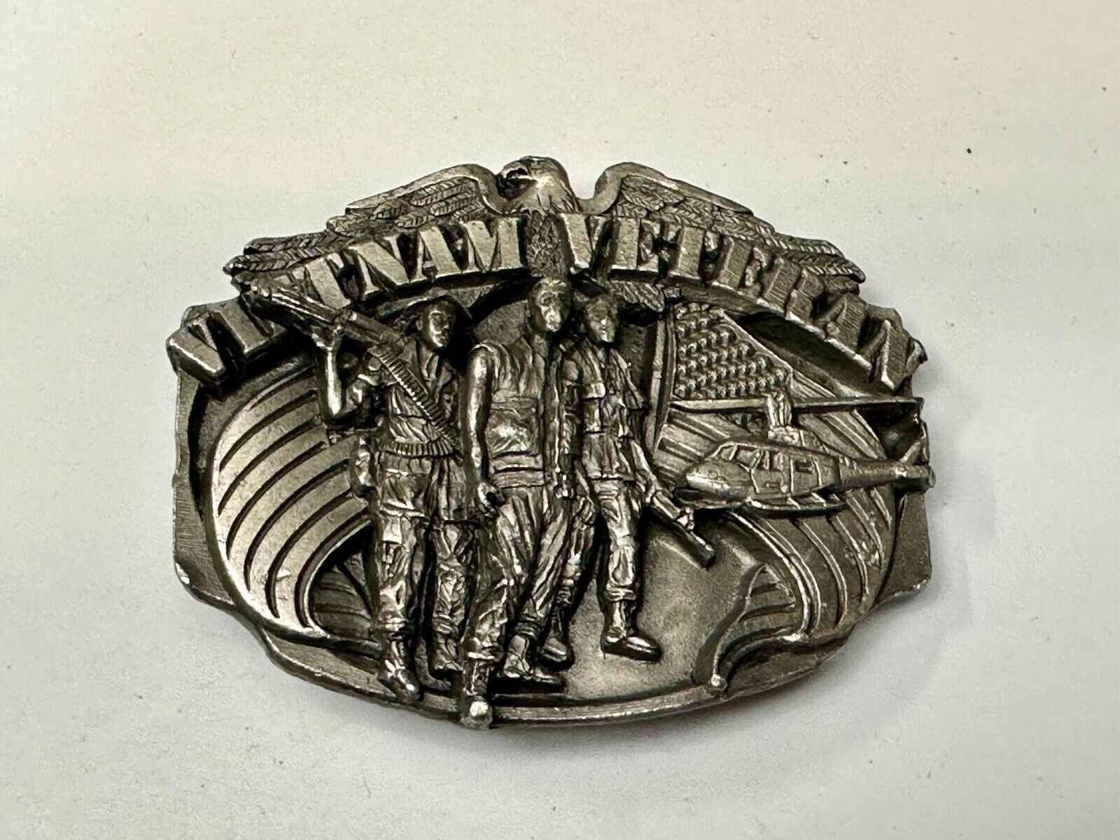 Vietnam Veterans Military Army Hero Vintage 1980's Pewter Siskiyou Belt Buckle
