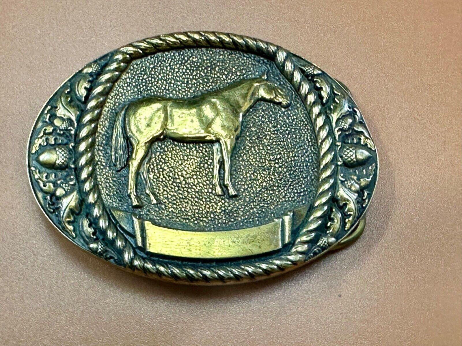Trophy Award Style Standing HORSE Vintage belt buckle by Sunset brass