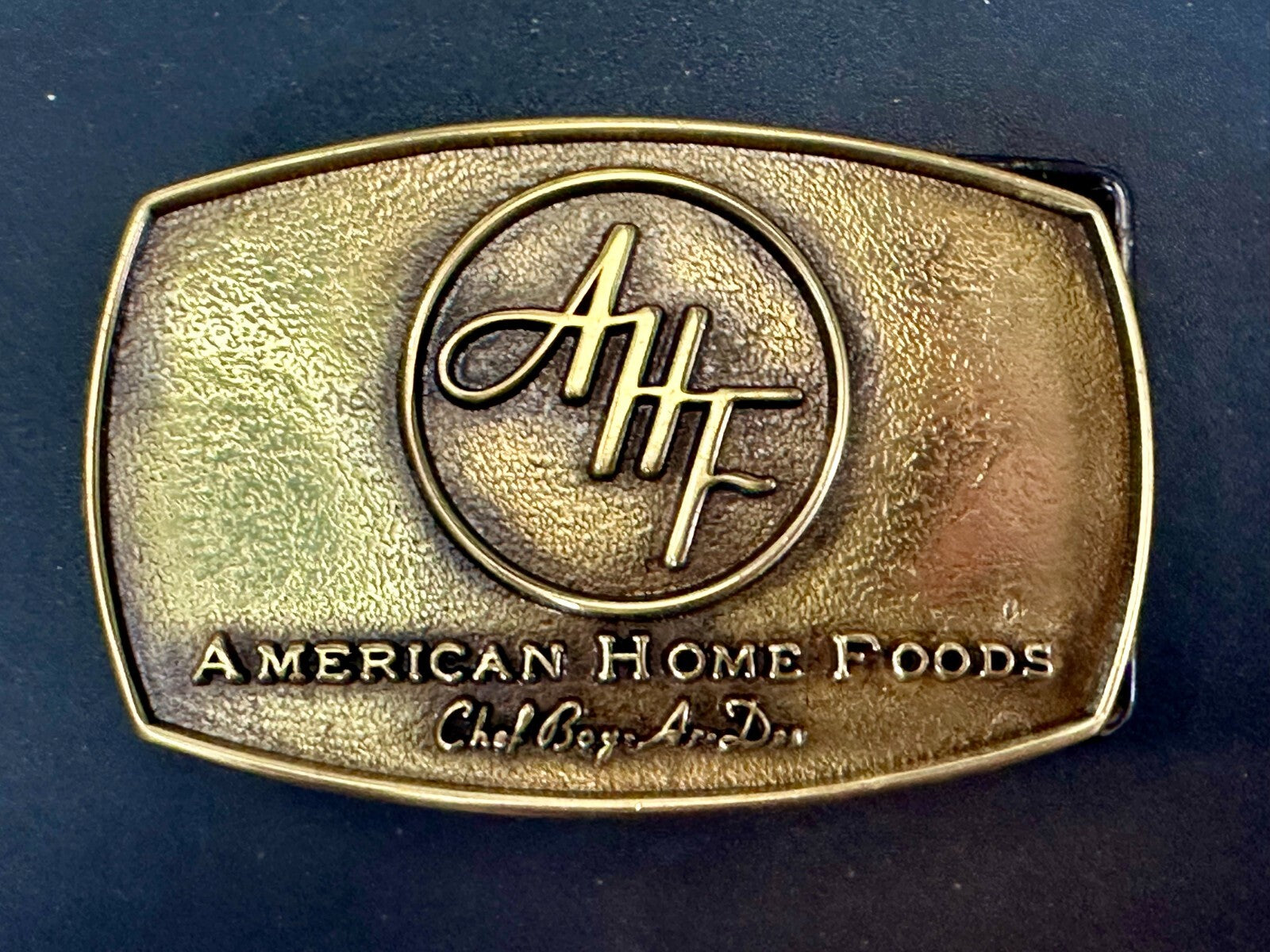 American Home Foods Chef Boyardee Company Vintage Solid Brass Jadco Belt Buckle